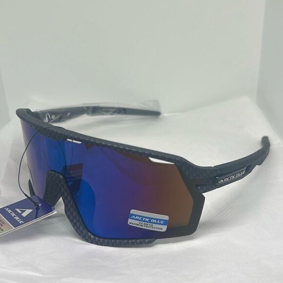 Arctic Blue Sports Sunglasses UV400 Protection Wrap Shield Frame - Picture 1 of 3